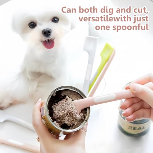 Azonelife 3 Stück Tierfutter Dosenlöffel, Rührlöffel Tiernahrung, Langer Griff Silikon Hund Katze Rührlöffel Haustiere Futter Dosen Löffel für Hunde und Katzen (Rosa, Grün, Grau)