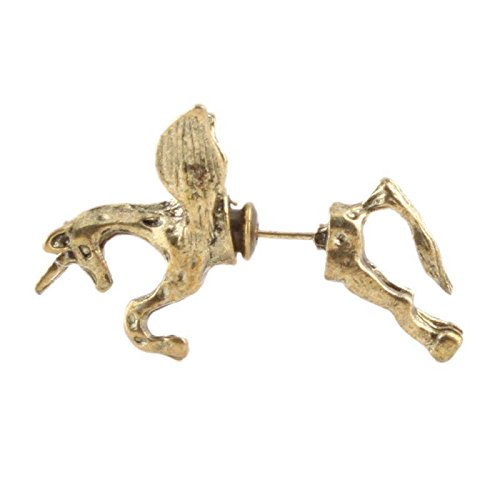 1 x Punk Cool Rock Punk Cute Style Unicorn Horse Ear Stud Wrap Clip Earrings Bronze