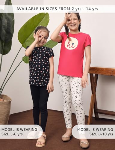 Image of Amazon Brand - Symbol Girl's Cotton Ribbed Stretchable Leggings | Ankle Length | Aged 2-14 Years