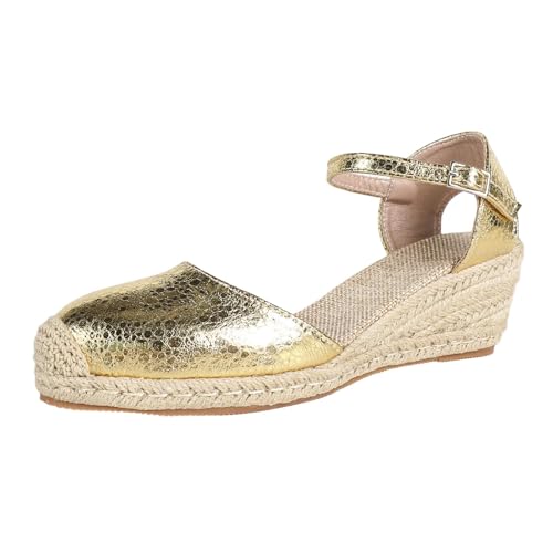 Sandales compensees metalliques fermees et rembourrees