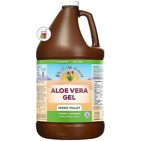 Lily of The Desert Aloe Vera Gel - Inner Fillet Thicker Consistency Aloe Vera Drink with Natural Vitamins, Digestive Enzymes for Gut Health, Stomach Relief, Wellness, Glowing Skin, 128 Fl Oz Cover