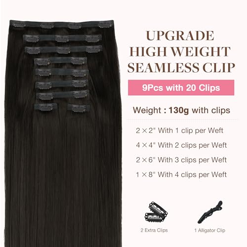 Image of GOO GOO Seamless Clip in Hair Extensions Real Human Hair Remy Extensions