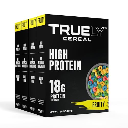 TRUELY Protein Cereal – Fruity Flavor | 18 g Protein, 4 g Sugar | 4 × 7.05 oz