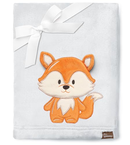 Be Mammy Warme Kuscheldecke Babydecke Blanket Baby Geschenk BE20-168 (Hellgrau - Fuchs)