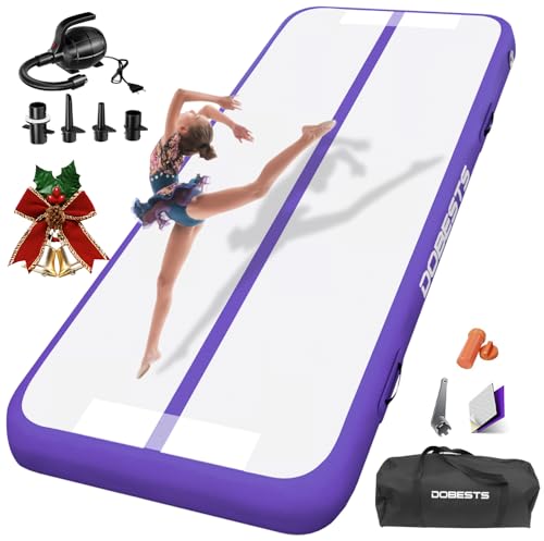 DOBESTS Air Track Tapis de Gymnastique Gonflable, Air Floor Mat, 10cm / 20cm Haut Tapis Entraînement, Tapis de Gymnastique 2/3/4/5/6 m, Gym Tumbling avec Pomp a air (lilas, 200x100x10 cm)