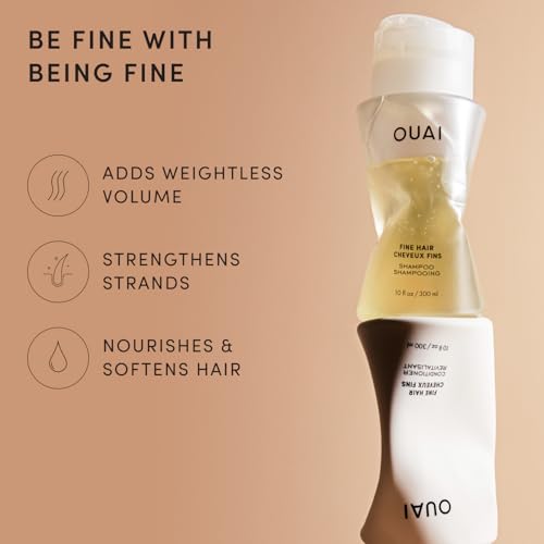 Image of OUAI Fine Shampoo and Conditioner Set - Sulfate Free Shampoo and Conditioner for Women & Men - Made with Keratin, Marshmallow Root, Shea Butter & Avocado Oil - Free of Parabens & Phthalates (10 Fl Oz)