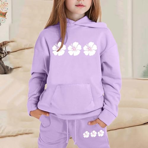 Cute Floral Hoodie Set for Teen Girls Athletic Fall Winter Pants Sets Warm Classic Hoodies and Jogger Sweat Suit Sets3