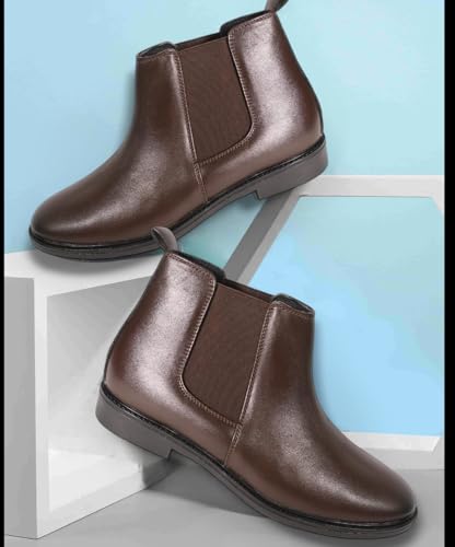 Image of Men's Chelsea Boots | Ankle Boot | Men's High Ankle Slip On Outdoor Fashion Winter Stylish Formal and Semi Casual Chelsea Boot | Slip-On Synthetic Leather