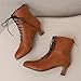 CSRZPMG Women Victorian Ankle Boots Fall Winter Renaissance Kitten Heel Retro Mid Calf Fashion Dress Boots Chunky Heel Lace up Round Toe High Heel Booties