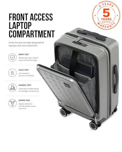 Image of SNITCH Rubik Laptop Cabin Size Silver Polycarbonate Hard Travel Suitcase - Trolley Bag Small & Luggage with 8 Wheels, Premium Lock, Laptop Compartment & Free Shoe Bag