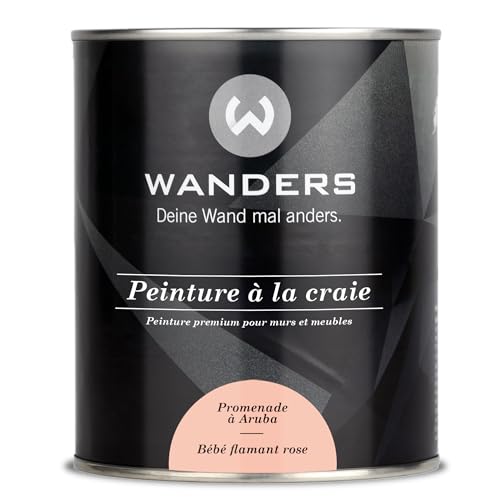 Wanders Shabby Chic Peinture à la craie 750 ml – Baby Flamingo/corail très clair – Peinture pour meubles de cuisine et meubles sans ponçage – Peinture à la craie pour bois et plus encore – Haut