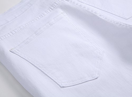 Gunlire Men's Summer Slim Fit Stretch Biker Motocycle Knee Length Fashion Jeans Shorts,White,34 #TOP5