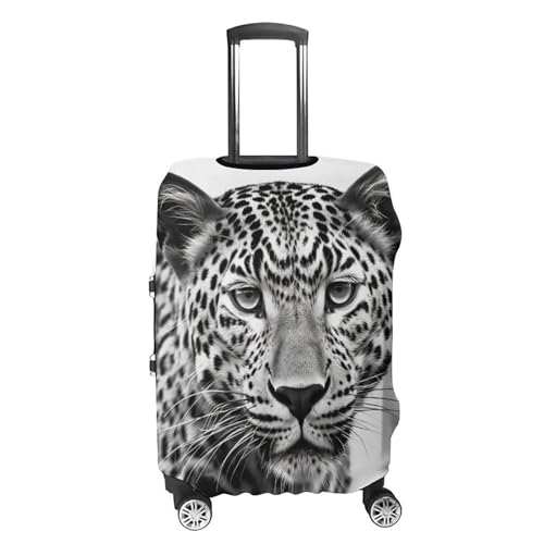 Travel Luggage Cover Elastic Suitcase Protector Anti-Scratch Washable Black White Leopard Animal Luggage Sleeve Tsa Approved Carry on Covers Baggage Cover Fits 18-32 Inch Luggages4