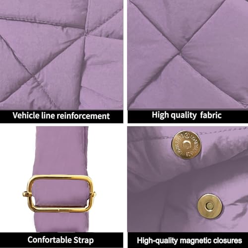 Image of Shoulder Bag Lightweight Puffer Tote Crossbody Bag Handwoven for Women | waterproof nylon, durable, soft padded texture, versatile for travel, work, weekend, everyday, adjustable strap