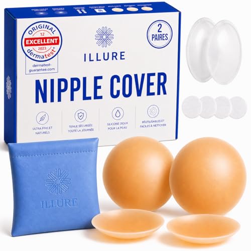 ILLURE® Cache Teton - Cache-tétons pour Femmes avec Protection des mamelons - Cache tétons réutilisables & lavables - Cache Teton Invisible en Silicone de...