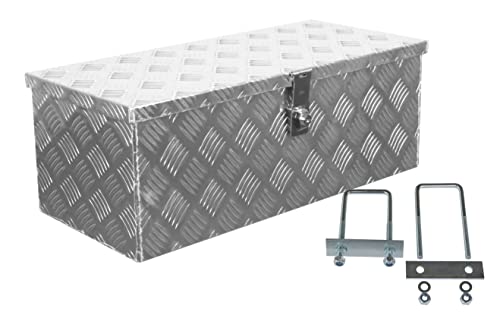 Truckbox D051 + inkl. Montagesatz MON4002 Deichselbox, Werkzeugbox, Alu Riffelblech, Alubox, Staukasten, Anhängerkiste - ca. 48 Liter