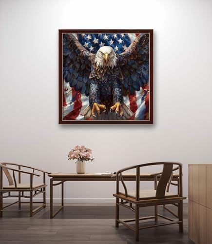 Image of Leczany Cross Stitch Patterns Stamped Kit for Beginners | Embroidery Supplies DIY Craft Kit Needlepoint for Adults Starter | 11CT, 3 Strands | Eagle Spreads its Wings 19.7x19.7 inches