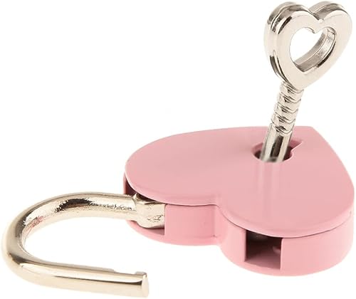 Miniatura 3 de 3 candados pequeños de metal en forma de corazón con llave para caja de almacenamiento de joyas, libro de diario, rosa
