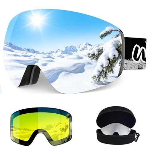 Whale Professional Ski Goggles With A Frameless, Interchangeable Lens Design, Anti-Fog And UV...