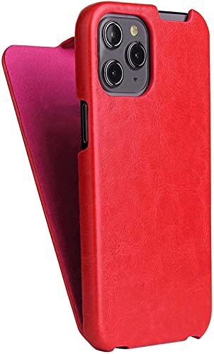 Coque iPhone 14 Pro Max rabat vertical cuir synthétique rouge antichoc 2022