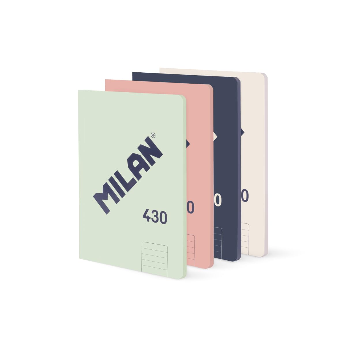 MILAN Pack of 4 A5 bound notebooks, lined paper (7 mm), 48 sheets of 95 g/m², collection 430 since 1918