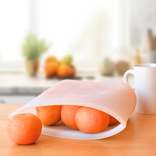 Image of Reusable Silicone Food Storage Bag Container, Ziplock Fridge /freezer pouch, zipper bag Keep Your Food Fresh for Vegetable, Fruit, Liquid, Sous Vide, Sandwich Snack or lunch Bag 3000ML-WH