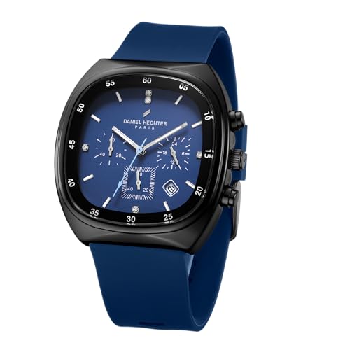 Image of Daniel Hechter Paris Bercy Collection Modern Multi Functional Watch for Men with Square Dial and Silicon Band-DHM1001