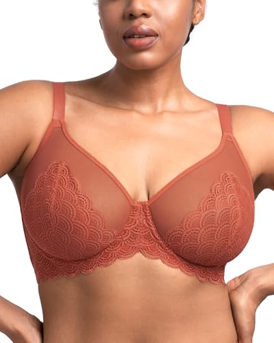 Image of HSIA Minimizer Bras for Women Large Bust Full Coverage Lace Plus Size Bra - Mermaid Scales
