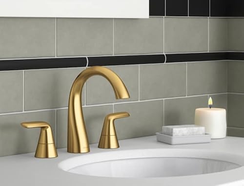 Kohler Avail Vibrant Brushed Moderne Brass 2-Handle Widespread Watersense Mid-Arc Bathroom Sink Faucet With Drain K-R33048-4D-2Mb #TOP4
