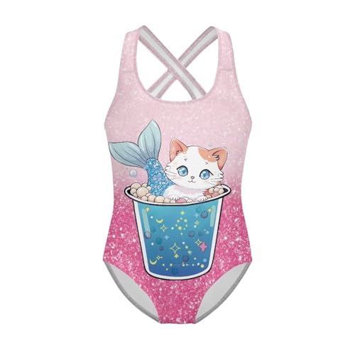 Image of Girls One Piece Swimsuits Sleeveless Lightweight Bathing Suit Beach Swim Suit Quick Dry Swimwear 5-14 Y
