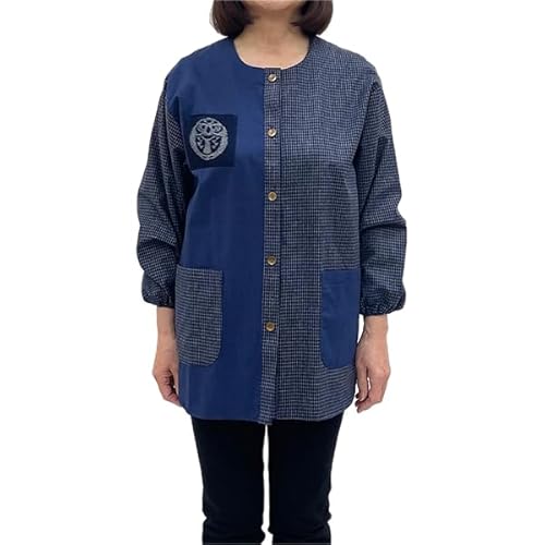 [桑野] 久留米織 民芸調スモック あい色(紺)[BA059-NA]