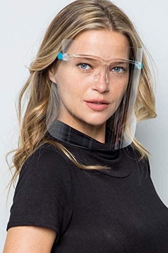 Safety Face Shields with Glasses Frames - Ultra Clear Anti Fog Protective Full Face Shields to Protect Eyes, Nose, Mouth