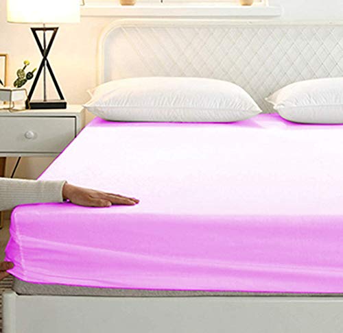 Image of Sweet Dream's 750 Collection Egyptian Cotton Fitted Bedsheet 4 to 12 Inch Matress 15 inch Drop Extra King Size Bed (78x78) Inches (6.5 by 6.5) Feet + 2 Pillow Covers (18x28), Baby Pink