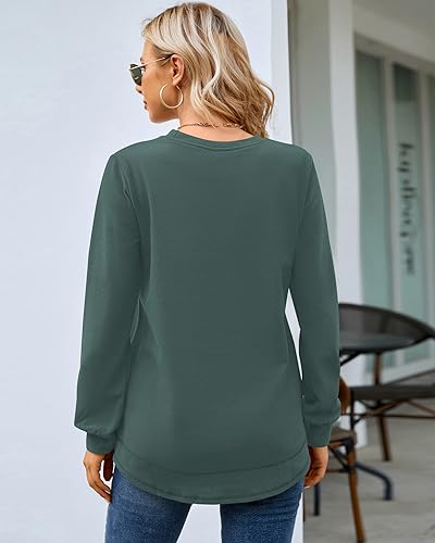 Image of MOLERANI Sweatshirts for Women Casual Long Sleeve Crewneck Shirt Tunic Tops | Pullovers, Soft Lightweight Warm Fabric, Loose Fit, Fall Winter Trendy Clothes, Daily Wear, Workout, Outdoor Outfits