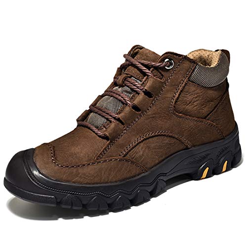 DEKESEN Men's Fur Lined Warm Winter Hiking Shoes Chukka Winter Boots US10.5
