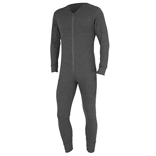 Floso® Mens Thermal Underwear All In One Union Suit (Chest: 32-34 Inch (Small)) (Charcoal) #TOP1