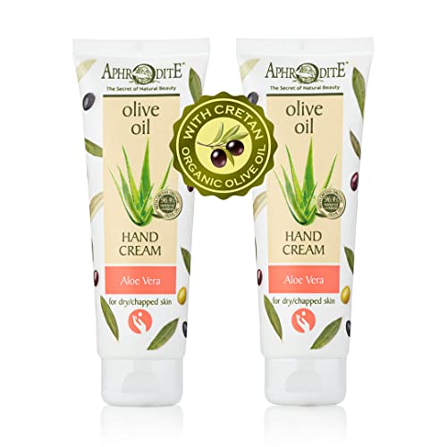 Aphrodite Handcreme Set. Intensive Hydration Handcreme aus griechischem Olivenöl mit Aloe Vera. Handcreme für sehr trockene Hände / rissige Hände (75 ml) Handcreme für handpflege - 2er Set Cover