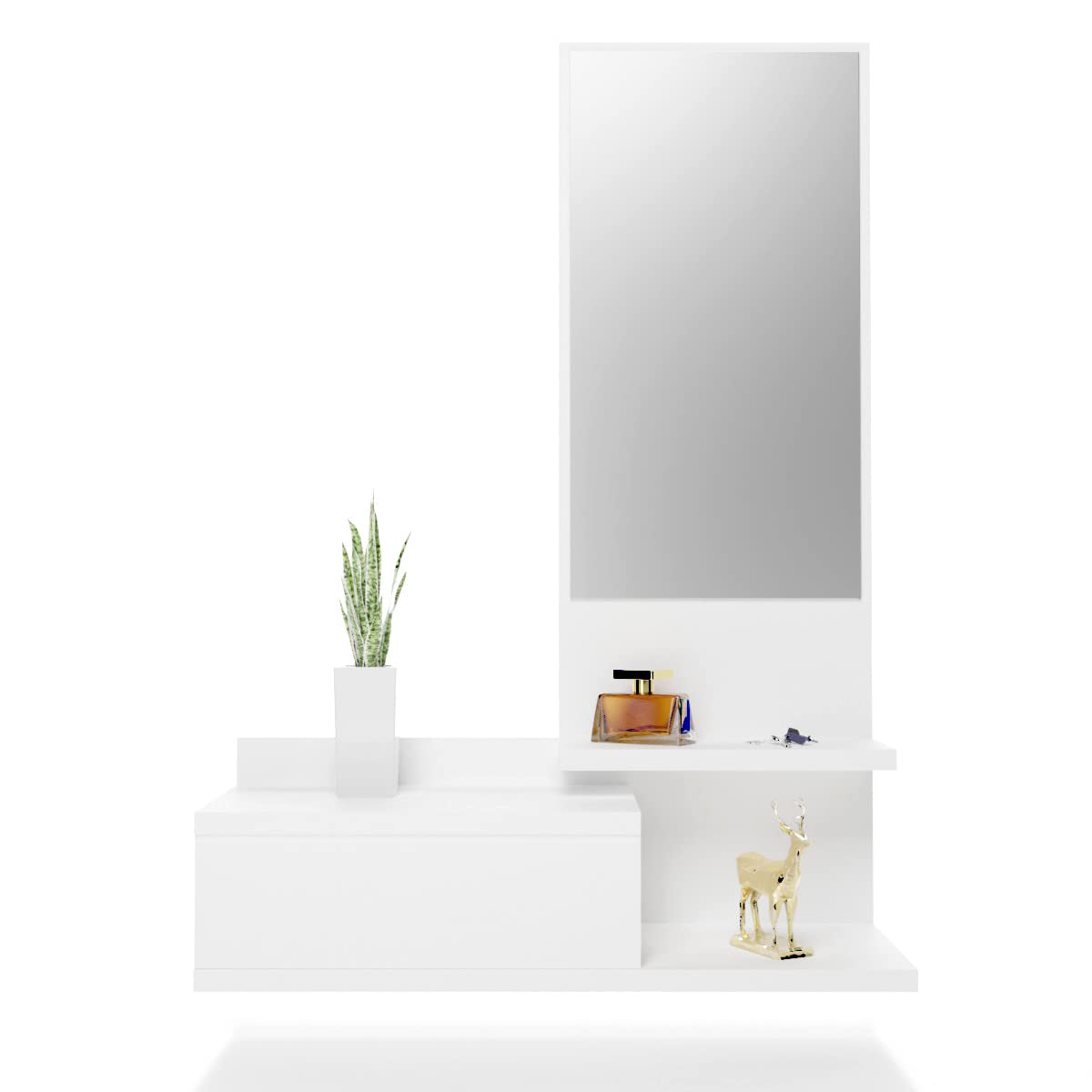 Somnia Descanso - Mueble Recibidor Vertical, Modelo Elenor, Práctico y Funcional, Color Blanco, Medidas: 100 cm (Largo) x 32 cm (Fondo) x 34 cm (Alto)