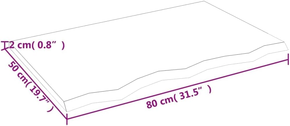 Light Brown Solid Oak Wood Floating Wall Shelf, 31.5x19.7x0.8 Inches, Varnished Rustic Ledge for Living Room, Kitchen, Bathroom Decor