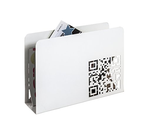 HAKU Porte-journaux, panier à magazines, porte-journaux, blanc, métal - Dimensions : L 35 x H 26 x P 10 cm, Style : Moderne