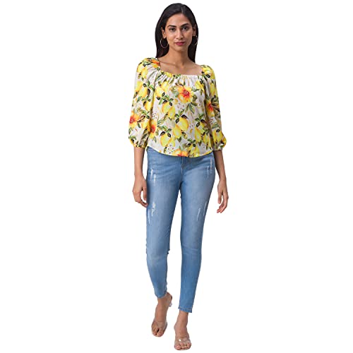 Image of Globus Women Yellow Floral Print Top