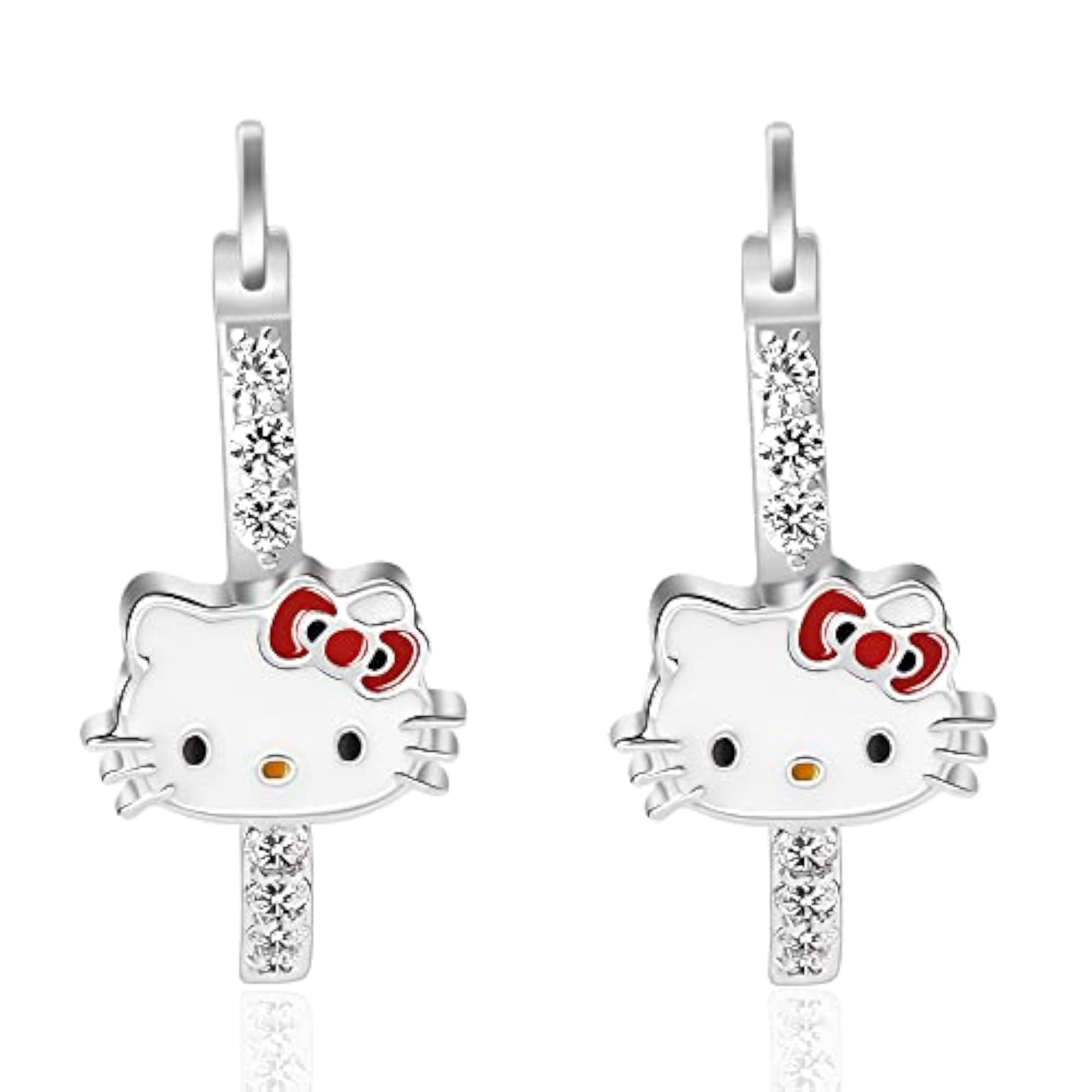 Sanrio Hello Kitty Women's Cubic Zirconia Hoop Earrings