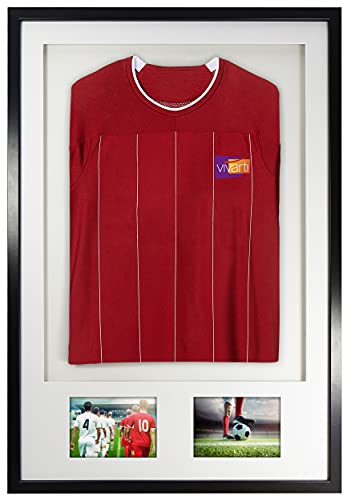 Vivarti DIY Adulto 3D montado + Doble Apertura Camiseta Deportiva Marco de Pantalla 61 x 91.5cm - Marco Negro, Montaje Blanco, Tarjeta de Respaldo Blanca