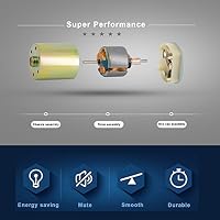 Greartisan DC 12V 1000RPM Getriebemotor Hohe Drehmoment Elektrische Mikrodrehzahl Reduktion Getriebemotor Exzentrische Ausgangswelle 37mm Durchmesser Getriebe – Ansicht 4