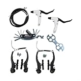 V Brake Set for Mountain for Bike – Aluminum Alloy Brake Replacement with Adjustable Front (70cm) & Rear (175cm) Cables, Brake Levers, and Cable Ends(Silver)