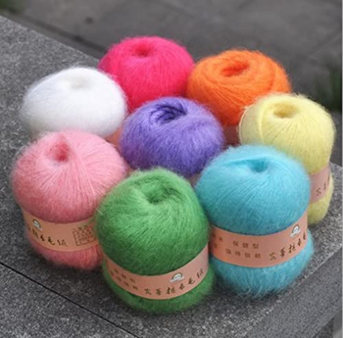 6 Skein Angola Mohair Yarn,Long-Haired Angora Wool Cashmere Yarn For Knitting Diy Scarf Crochet Thread Supplies 300G (Multi Beige) #TOP6