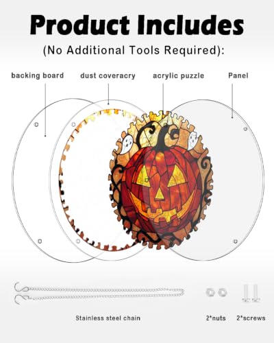 Image of Acrylic Jigsaw Puzzle Suncatcher Ghost Flame Pumpkin Puzzles Gifts 12 inch