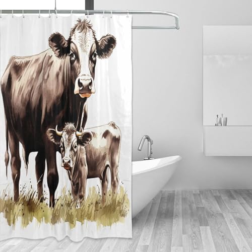 Rideau de douche imperméable vache avec 12 anneaux robustes 182 cm - 4