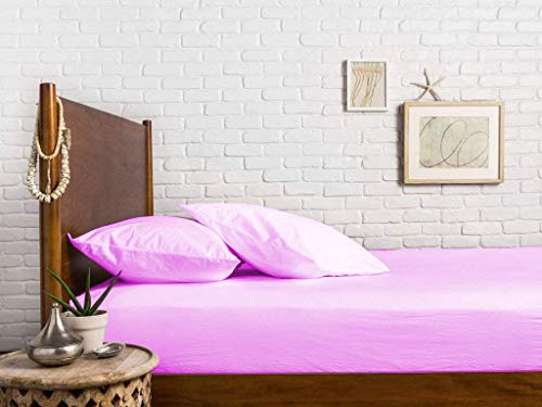 Image of Sweet Dream's 750 Collection Egyptian Cotton Fitted Bedsheet 4 to 12 Inch Matress 15 inch Drop Extra King Size Bed (78x78) Inches (6.5 by 6.5) Feet + 2 Pillow Covers (18x28), Baby Pink