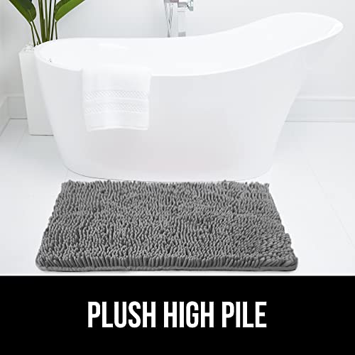 Gorilla Grip Bath Rug 44X26, Thick Soft Absorbent Chenille, Rubber Backing Quick Dry Microfiber Mats, Machine Washable Rugs For Shower Floor, Bathroom Runner Bathmat Accessories Décor, Grey #TOP5